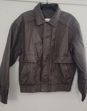 American Weekend Men's Size 40 Brown Genuine Leather Bomber Jacket